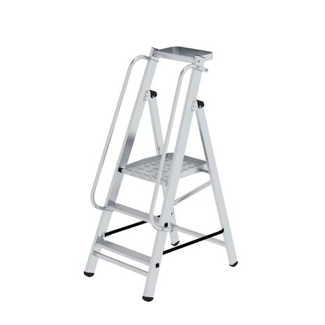 Roossien Aluminium platformtrap met leuning en plateau, 3 treden