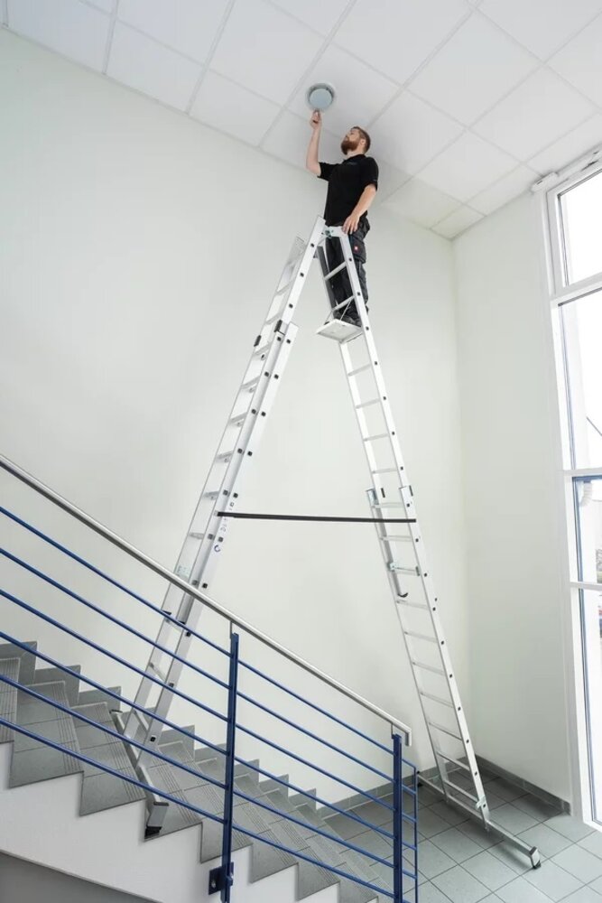 Roossien Aluminium dubbele ladder, verstelbaar, 4x8 sporten