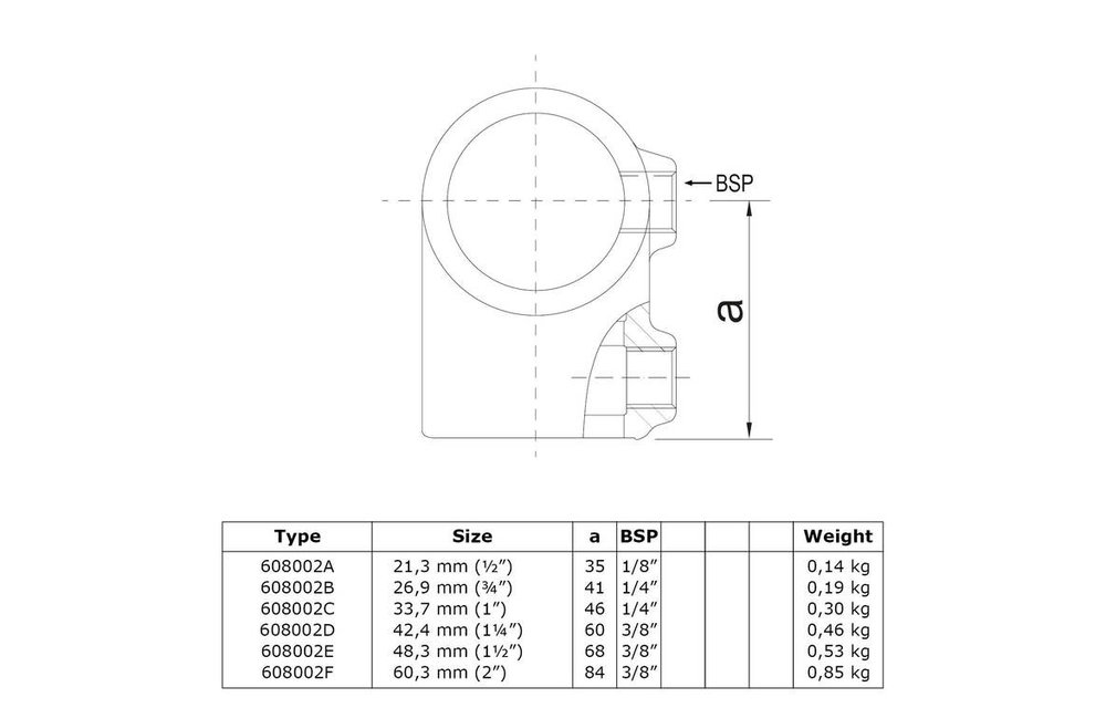 Buiskoppeling lang T-stuk - 33,7 mm (4C)