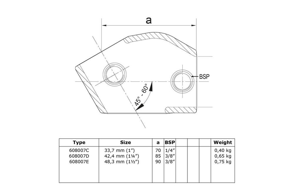 Buiskoppeling kort T-stuk - 33,7 mm (7C)