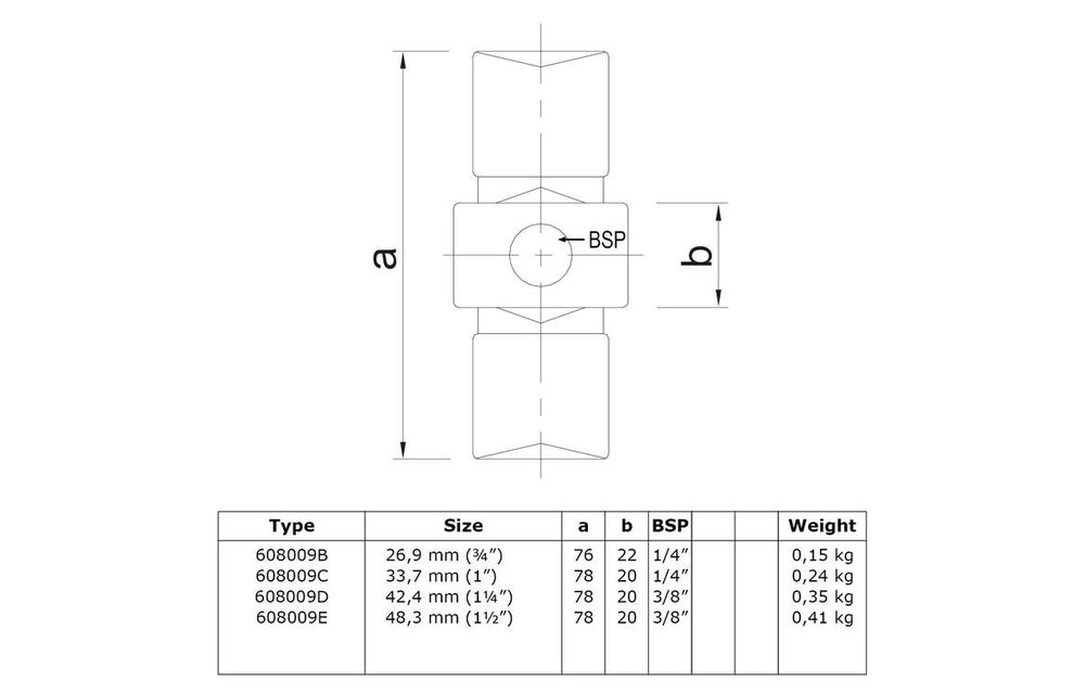 Buiskoppeling inwendig koppelstuk - 33,7 mm (9C)