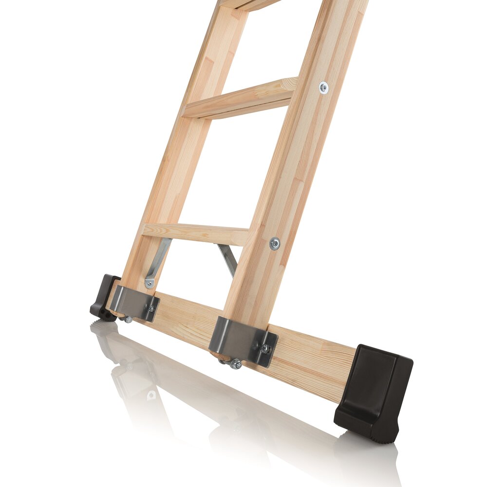 Roossien Houten enkele trapladder, 12 treden met stabilisatiebalk