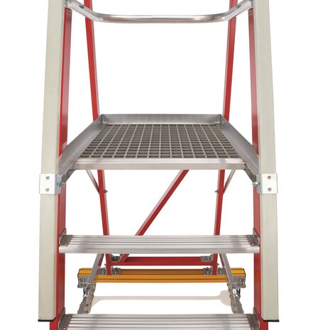 Munk Kunststof verrijdbare platformtrap 7 treden, vouwbaar Munk Kunststof verrijdbare platformtrap 7 treden, vouwbaar