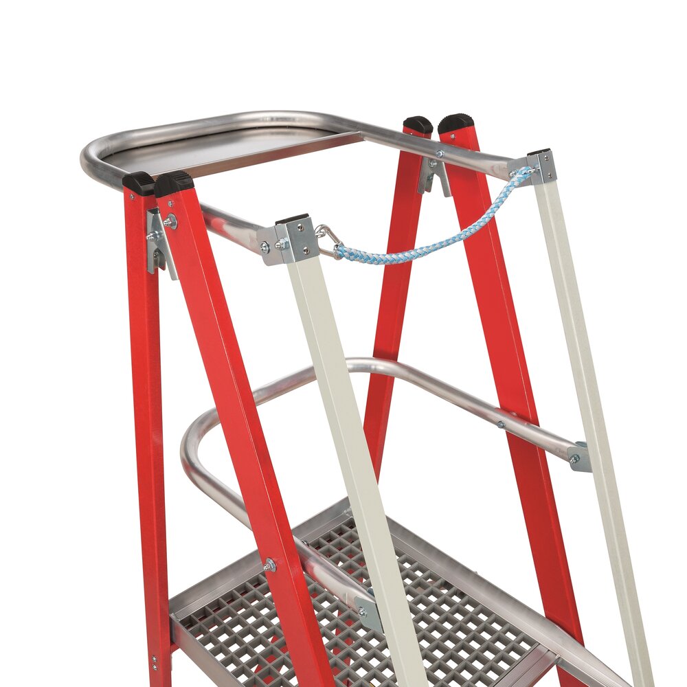 Roossien Kunststof verrijdbare platformtrap 6 treden, vouwbaar