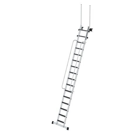 Munk Aluminium toegangstrapladder met leuningen, 16 treden R13 Munk Aluminium toegangstrapladder met leuningen, 16 treden R13