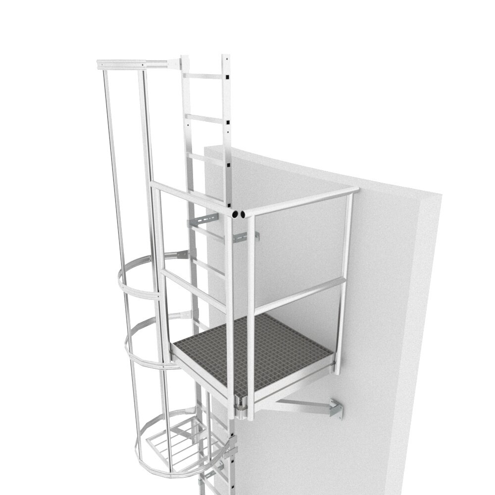 Roossien Kooiladder met zijwaarts bordes