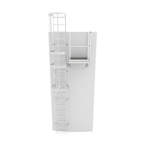 Roossien Kooiladder met zijwaarts bordes