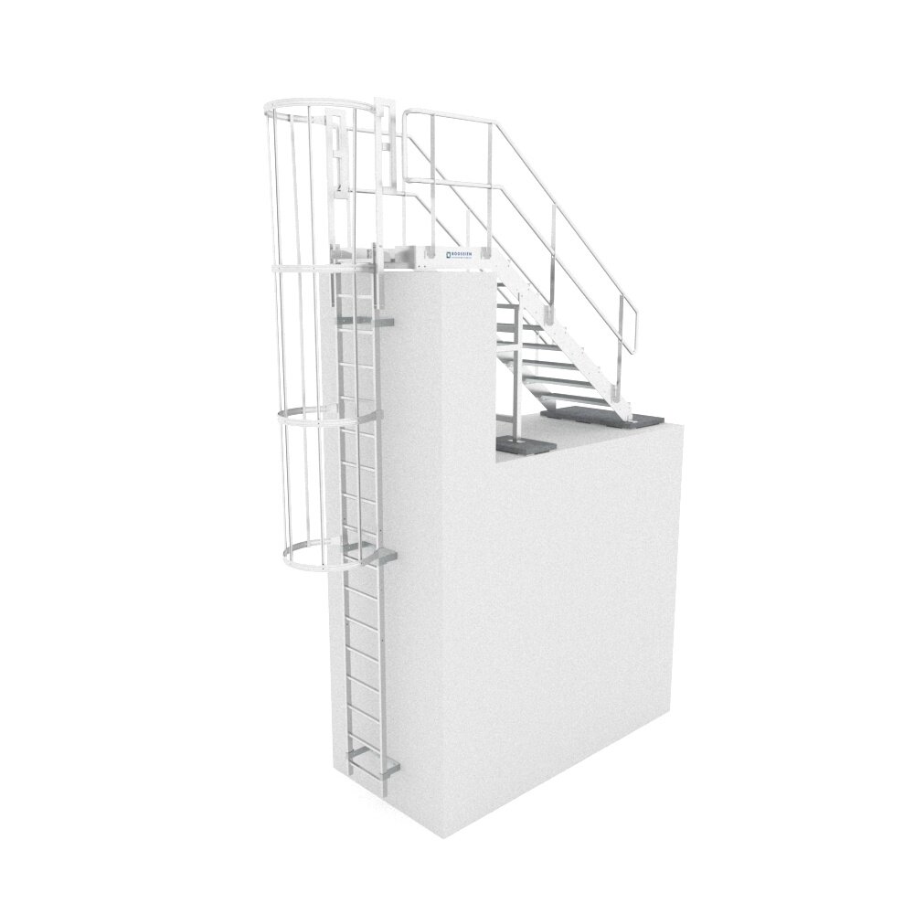 Roossien Kooiladder met vaste trap Roossien Kooiladder met vaste trap
