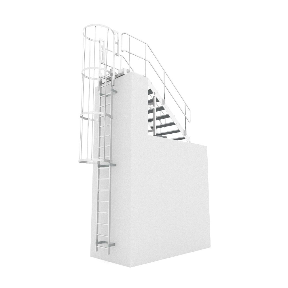 Roossien Kooiladder met vaste trap Roossien Kooiladder met vaste trap