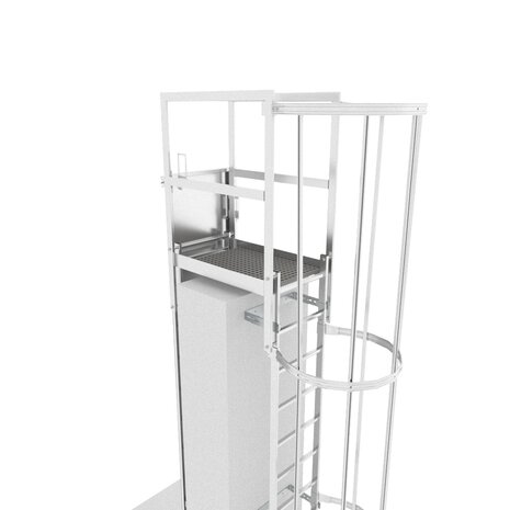 Roossien Kooiladder met hoog overstapbordes Roossien Kooiladder met hoog overstapbordes