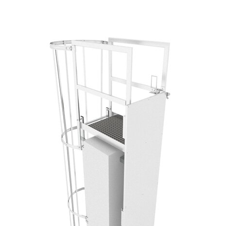 Roossien Kooiladder met hoog overstapbordes Roossien Kooiladder met hoog overstapbordes