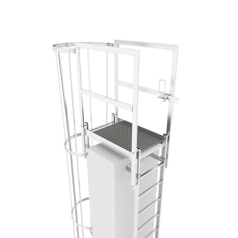 Roossien Kooiladder met hoog overstapbordes Roossien Kooiladder met hoog overstapbordes