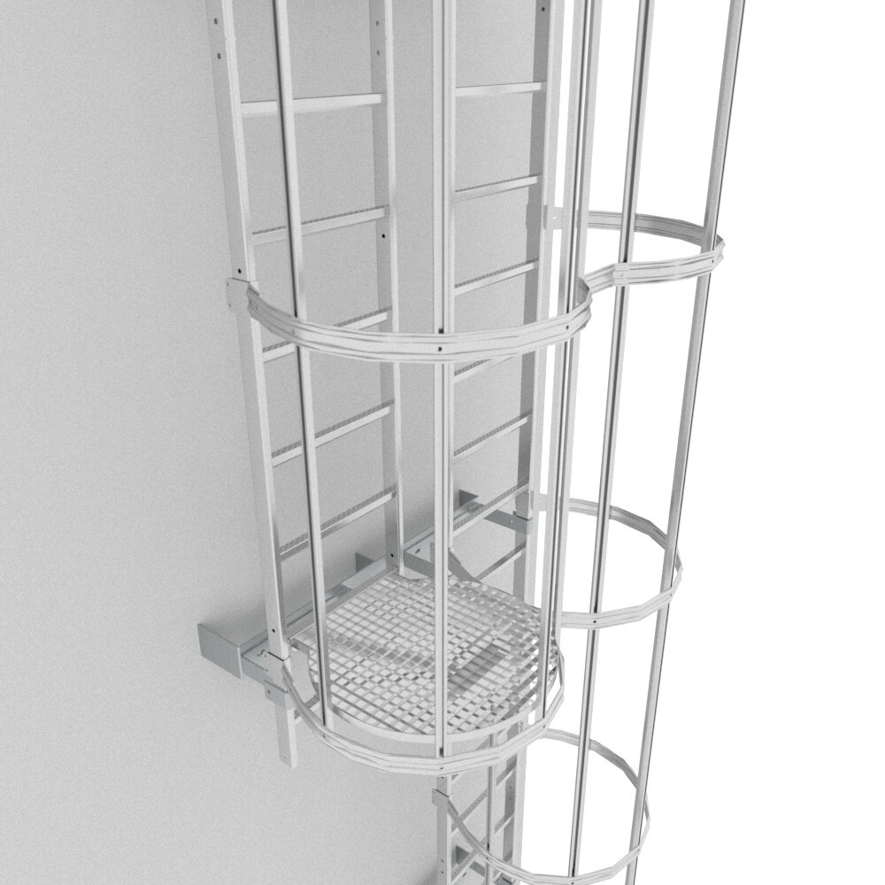 Roossien Kooiladder met rustbordes voor toegang silo Roossien Kooiladder met rustbordes voor toegang silo