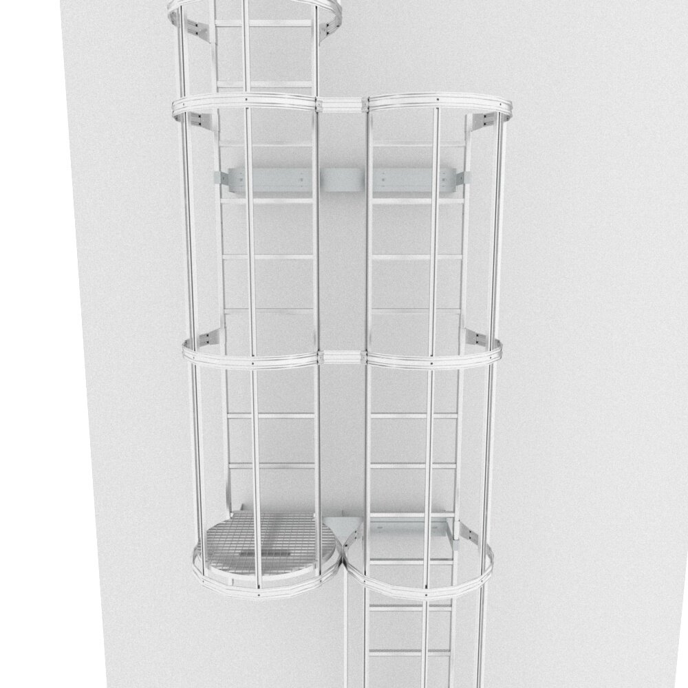 Roossien Kooiladder met rustbordes voor toegang silo Roossien Kooiladder met rustbordes voor toegang silo