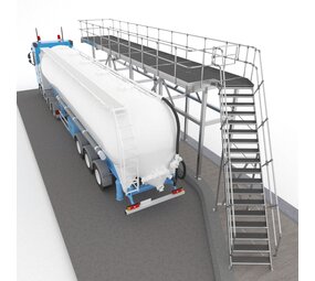 Roossien Vast opgestelde bordestrap voor wasplaats tankwagens Roossien Vast opgestelde bordestrap voor wasplaats tankwagens