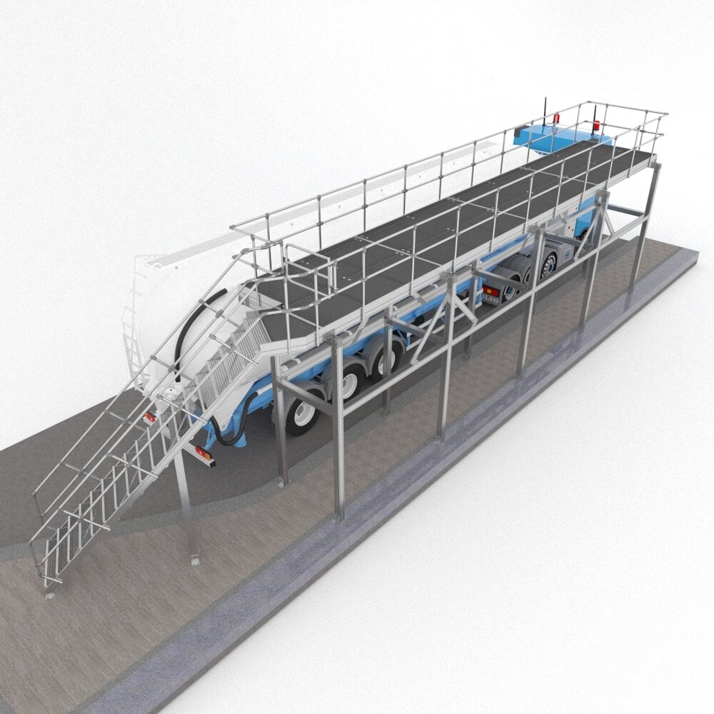 Roossien Vast opgestelde bordestrap voor wasplaats tankwagens Roossien Vast opgestelde bordestrap voor wasplaats tankwagens