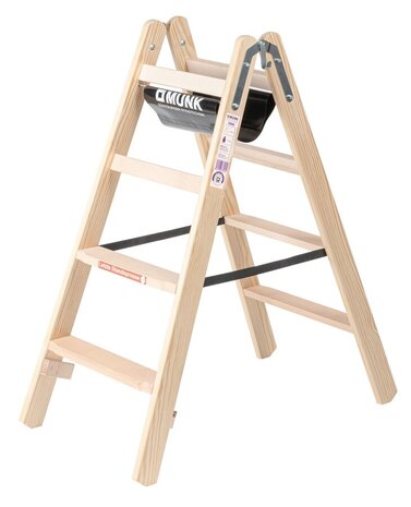 Roossien Houten dubbele trapladder, 2x4 treden Roossien Houten dubbele trapladder, 2x4 treden