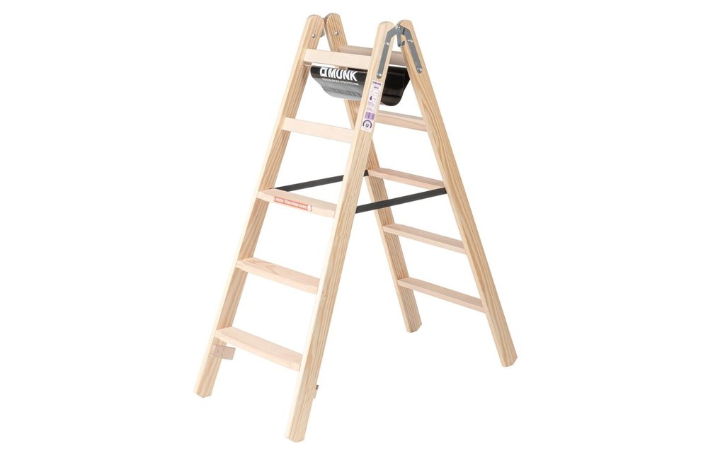 Houten dubbele trapladder, 2x5 treden