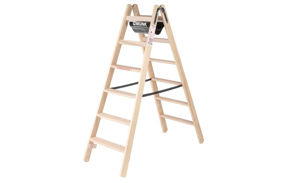 Houten dubbele trapladder, 2x6 treden