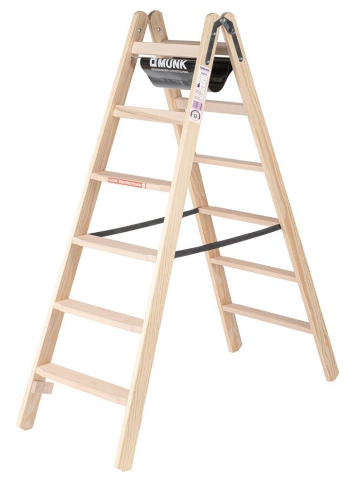 Munk Houten dubbele trapladder, 2x6 treden Munk Houten dubbele trapladder, 2x6 treden