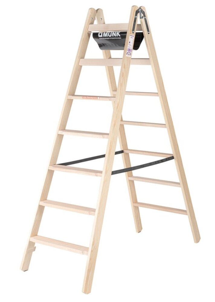 Munk Houten dubbele trapladder, 2x7 treden Munk Houten dubbele trapladder, 2x7 treden