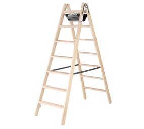 Munk Houten dubbele trapladder, 2x7 treden Munk Houten dubbele trapladder, 2x7 treden