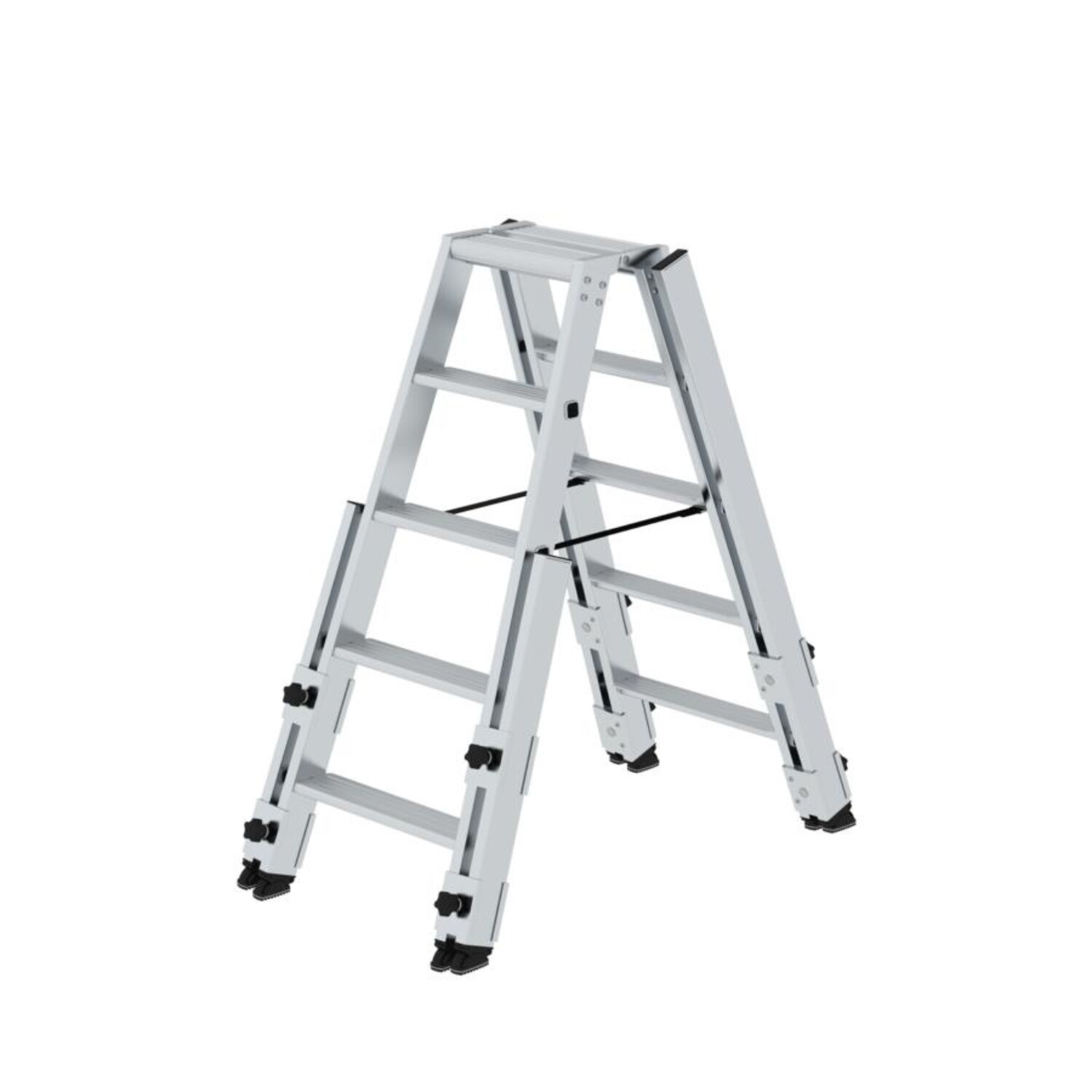 Eulenke Telescopische ladder, aluminium trapladder, 2,5 m 2,5 m, 8 8 treden, staande ladder, vouwladder, 150 kg belastbaarheid, huishoudladder, uittrekbaar, zwart/geel