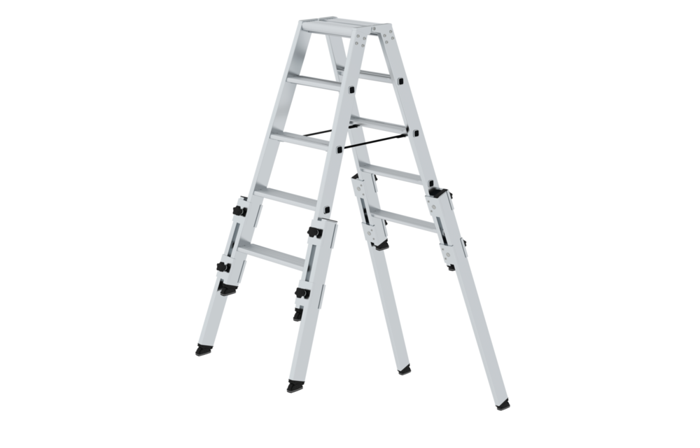 Aluminium telescopische dubbele trap, 2x5 treden