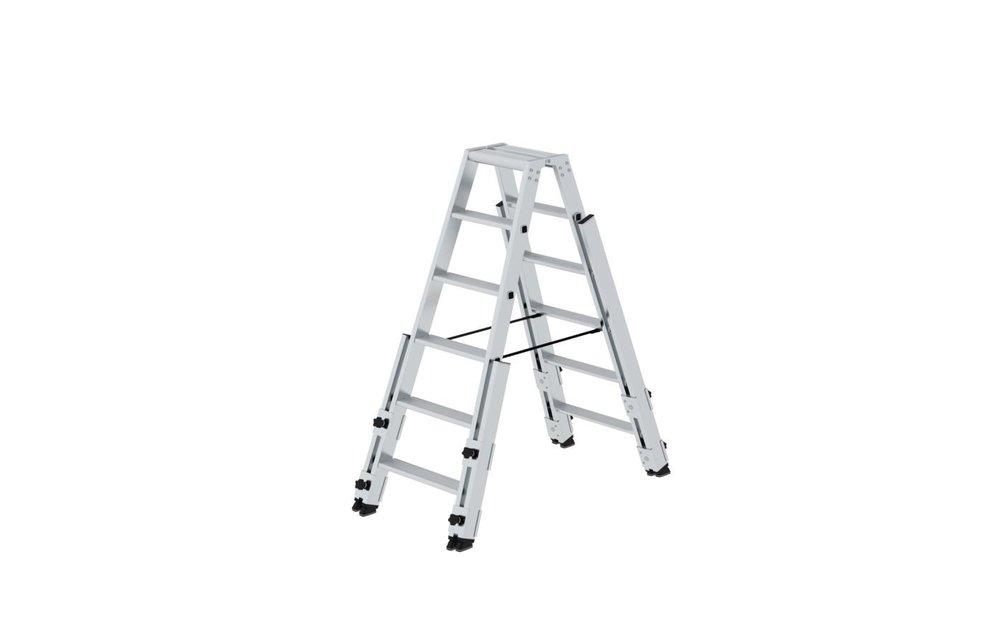 Aluminium telescopische dubbele trap, 2x6 treden