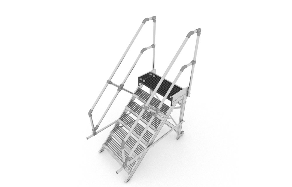 Aluminium verrijdbare trailertrap met kunststof platform