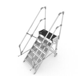 Munk Aluminium verrijdbare trailertrap met kunststof platform Munk Aluminium verrijdbare trailertrap met kunststof platform