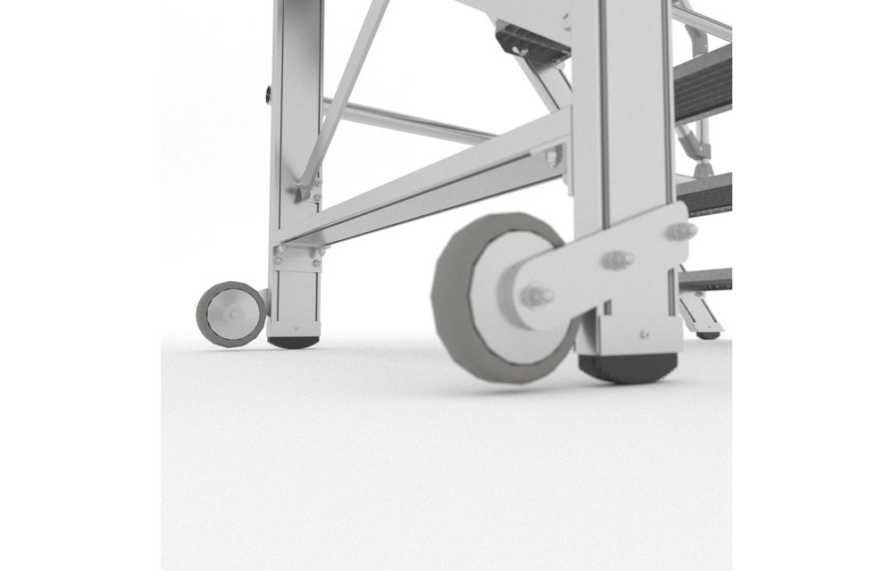 Aluminium verrijdbare trailertrap met kunststof platform