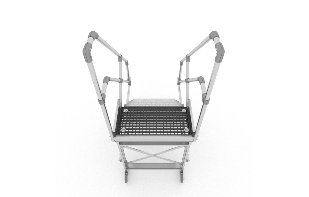 Aluminium verrijdbare trailertrap met kunststof platform