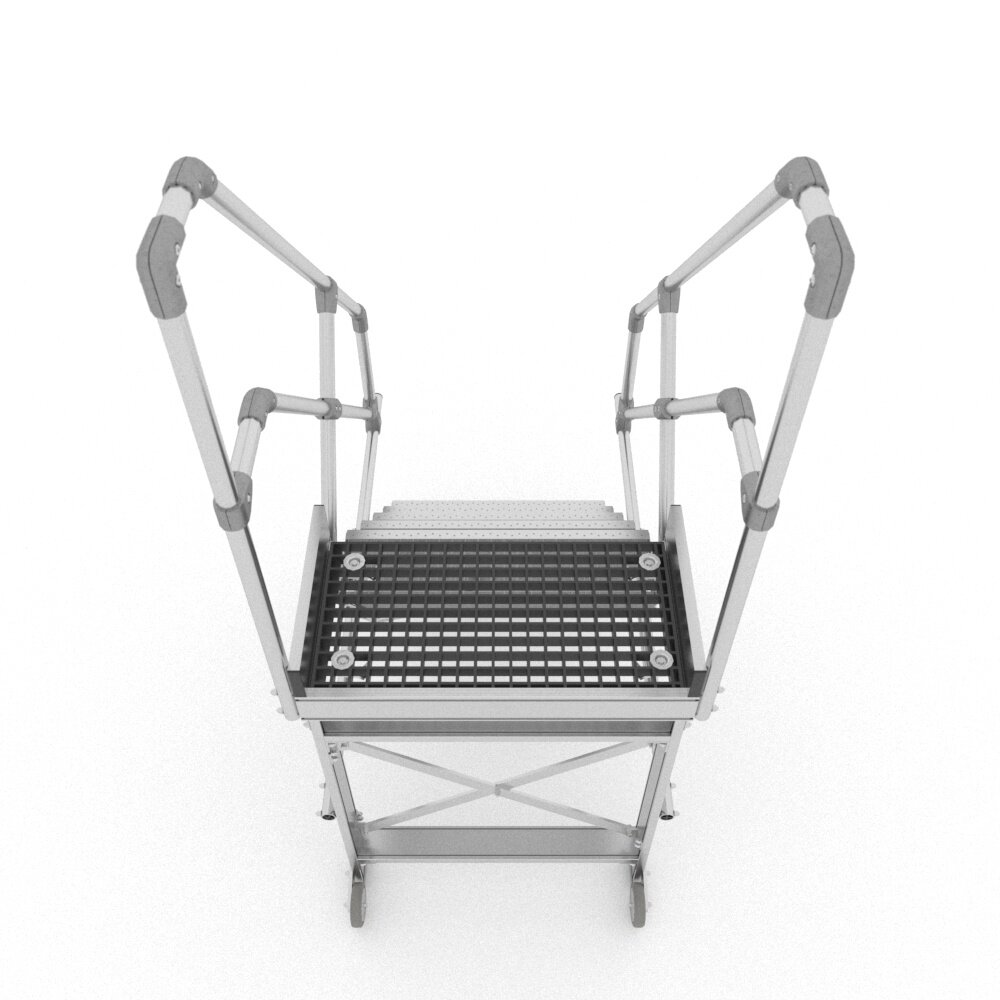 Munk Aluminium verrijdbare trailertrap met kunststof platform