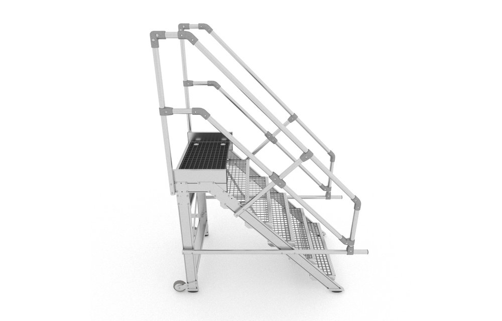 Aluminium verrijdbare trailertrap met kunststof platform