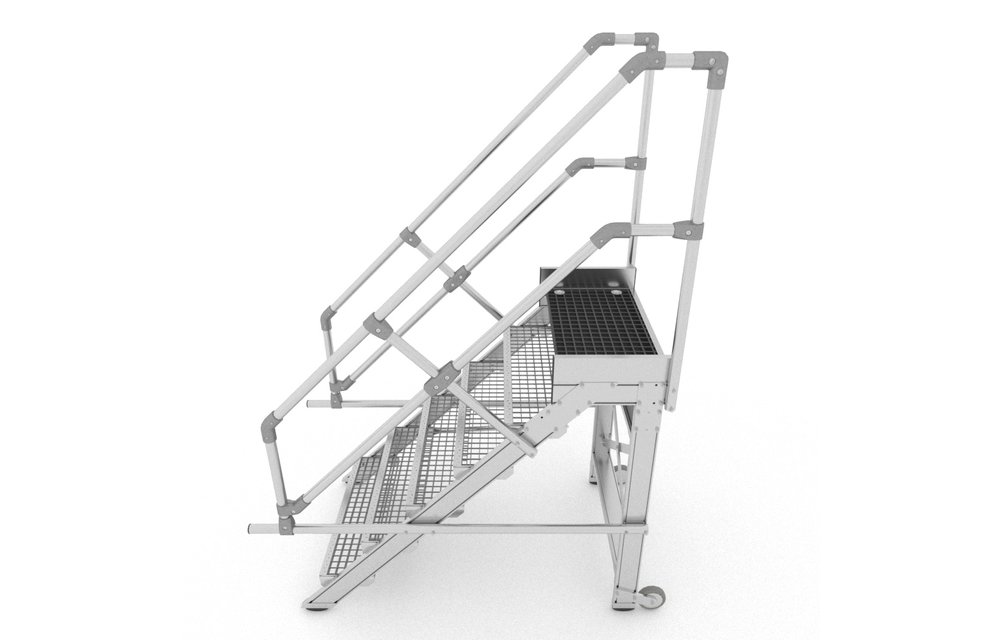 Aluminium verrijdbare trailertrap met kunststof platform