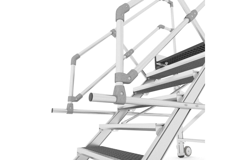 Aluminium verrijdbare trailertrap met kunststof platform