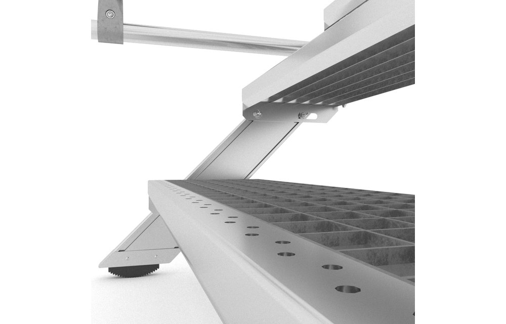 Aluminium verrijdbare trailertrap met kunststof platform
