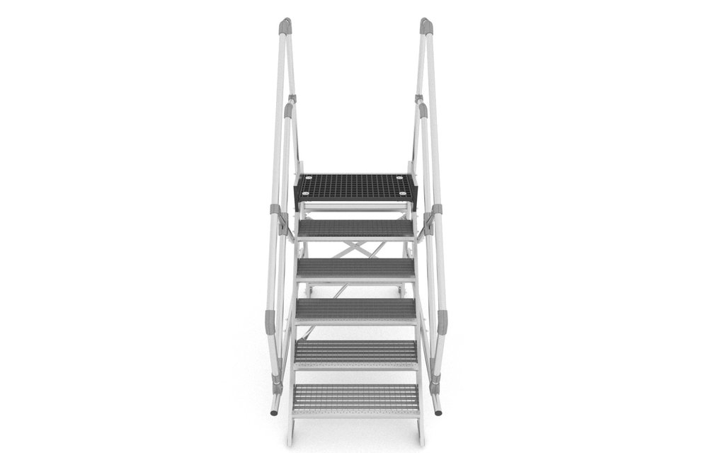 Aluminium verrijdbare trailertrap met kunststof platform