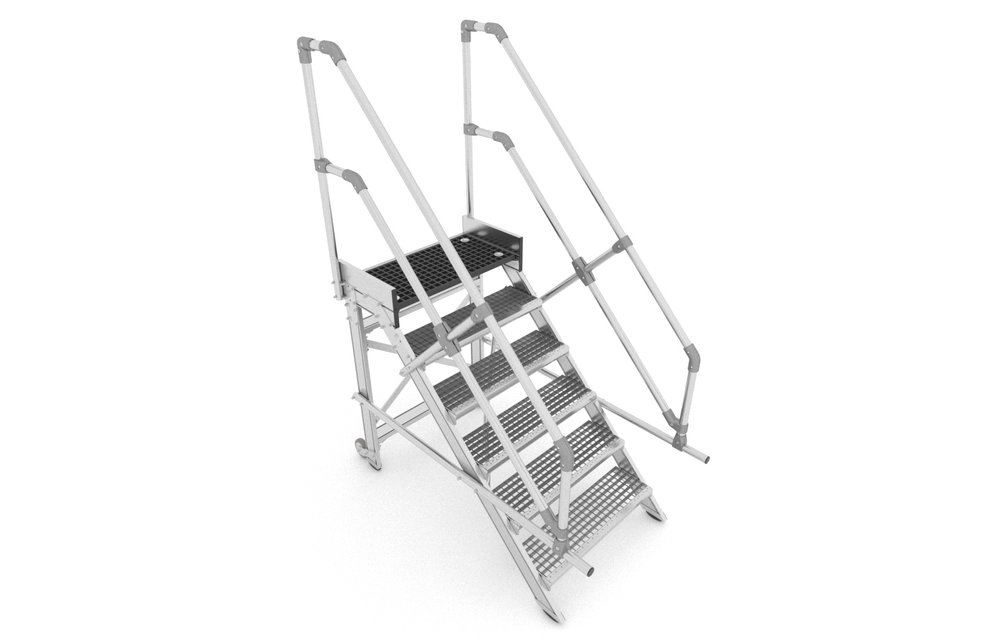 Aluminium verrijdbare trailertrap met kunststof platform