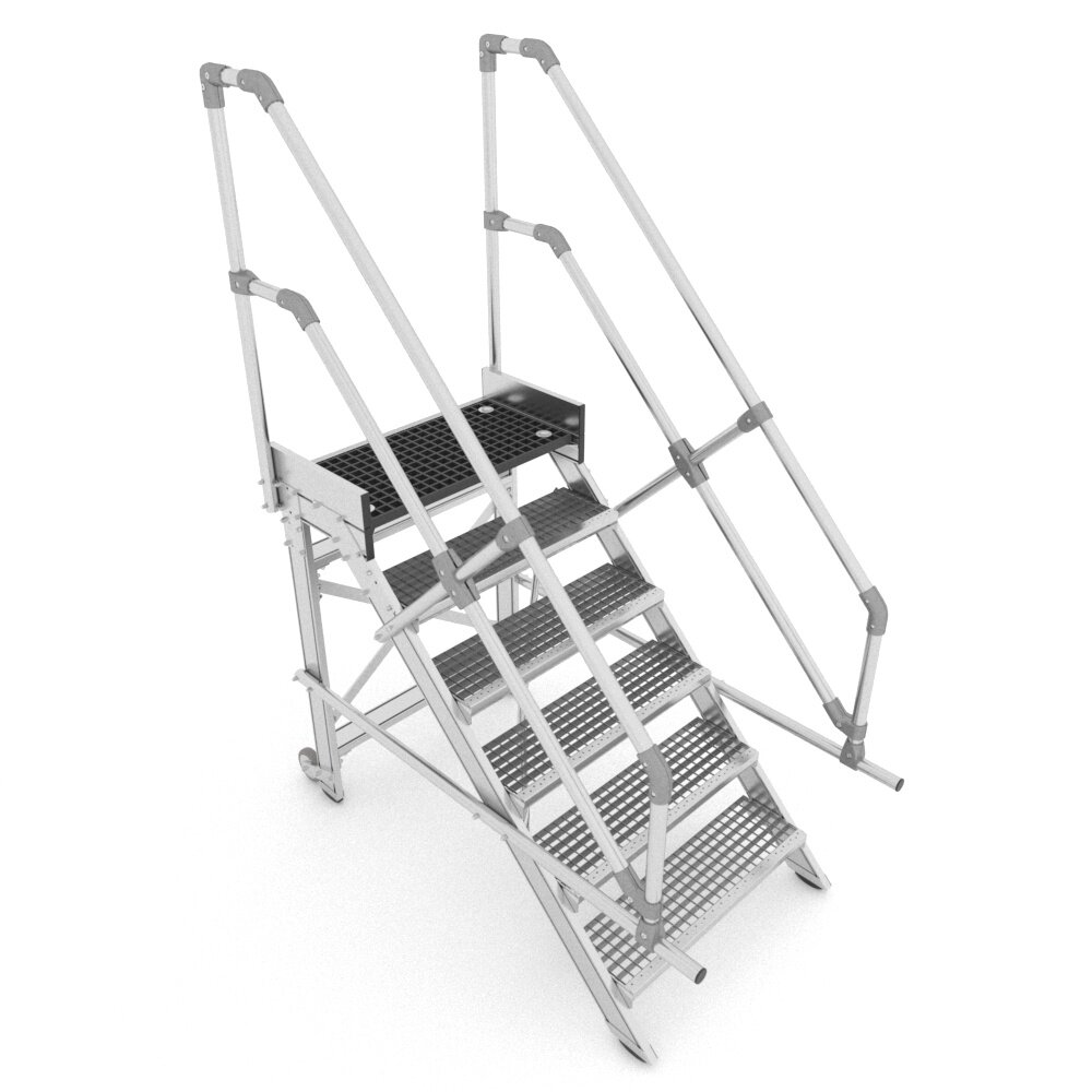 Munk Aluminium verrijdbare trailertrap met kunststof platform