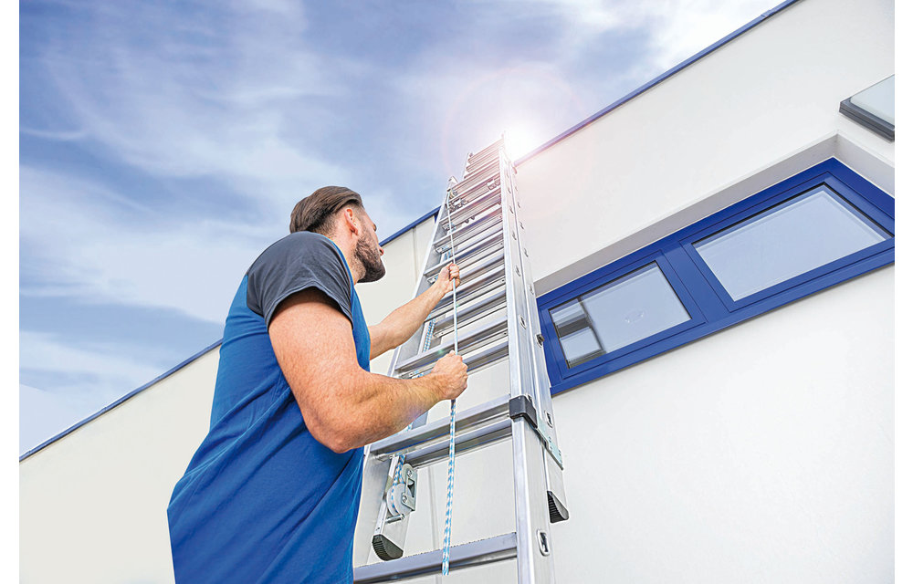 3-delige aluminium optrekladder, 3x14 sporten