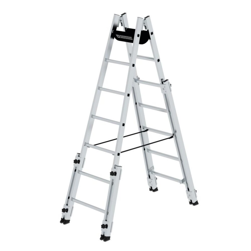 Roossien Aluminium telescopische dubbele ladder, 2x7 sporten