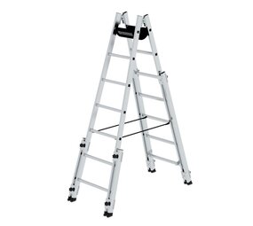 Roossien Aluminium telescopische dubbele ladder, 2x7 sporten