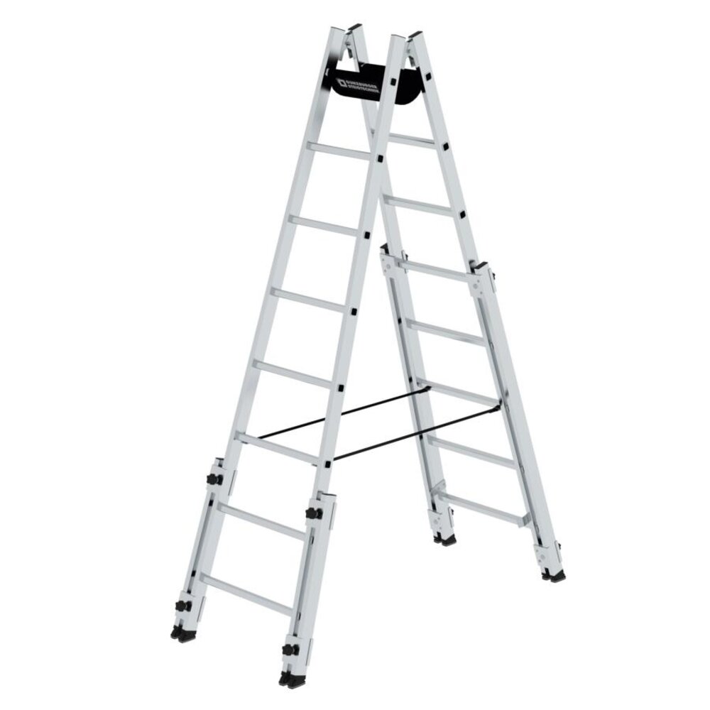 Roossien Aluminium telescopische dubbele ladder, 2x8 sporten