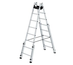 Roossien Aluminium telescopische dubbele ladder, 2x8 sporten