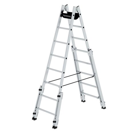 Munk Aluminium telescopische dubbele ladder, 2x8 sporten