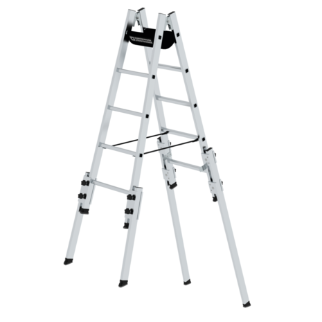 Roossien Aluminium telescopische dubbele ladder, 2x5 sporten Roossien Aluminium telescopische dubbele ladder, 2x5 sporten