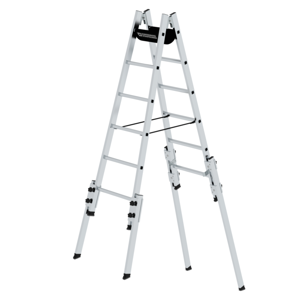 Roossien Aluminium telescopische dubbele ladder, 2x6 sporten Roossien Aluminium telescopische dubbele ladder, 2x6 sporten