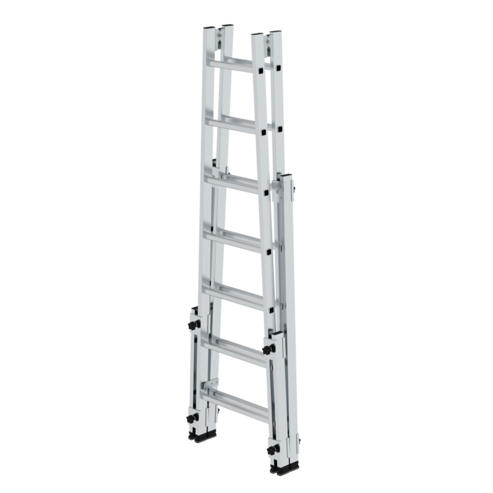 Roossien Aluminium telescopische dubbele ladder, 2x7 sporten